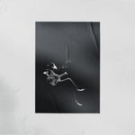 DORTI Black and white abstract art of Jimi Skull print on a textured wall.