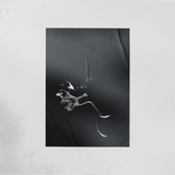 DORTI Black and white abstract art of Jimi Skull print on a textured wall.