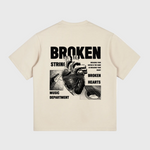 Beige DORTI t-shirt with black graphic design and text on a white background