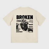 Beige DORTI t-shirt with black graphic design and text on a white background