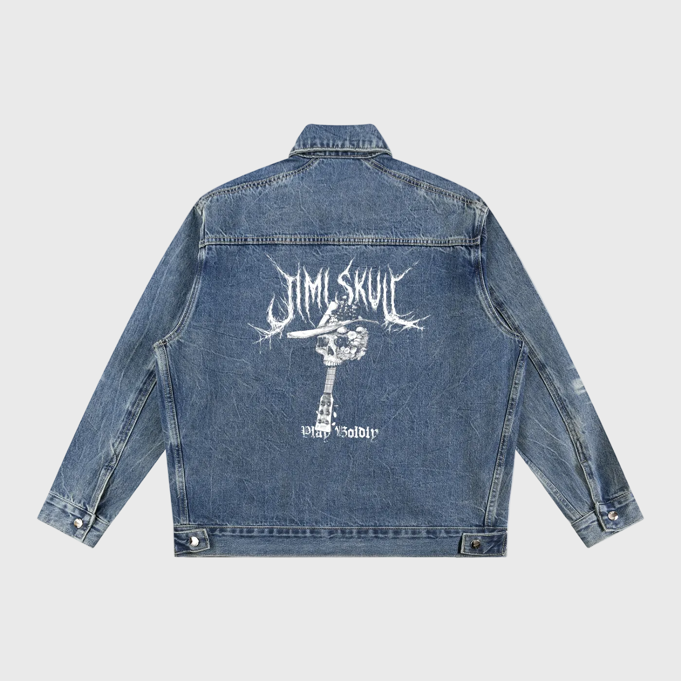 Jimi Skull Play Boldly Zip Up Denim Jacket