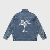 Jimi Skull Play Boldly Zip Up Denim Jacket