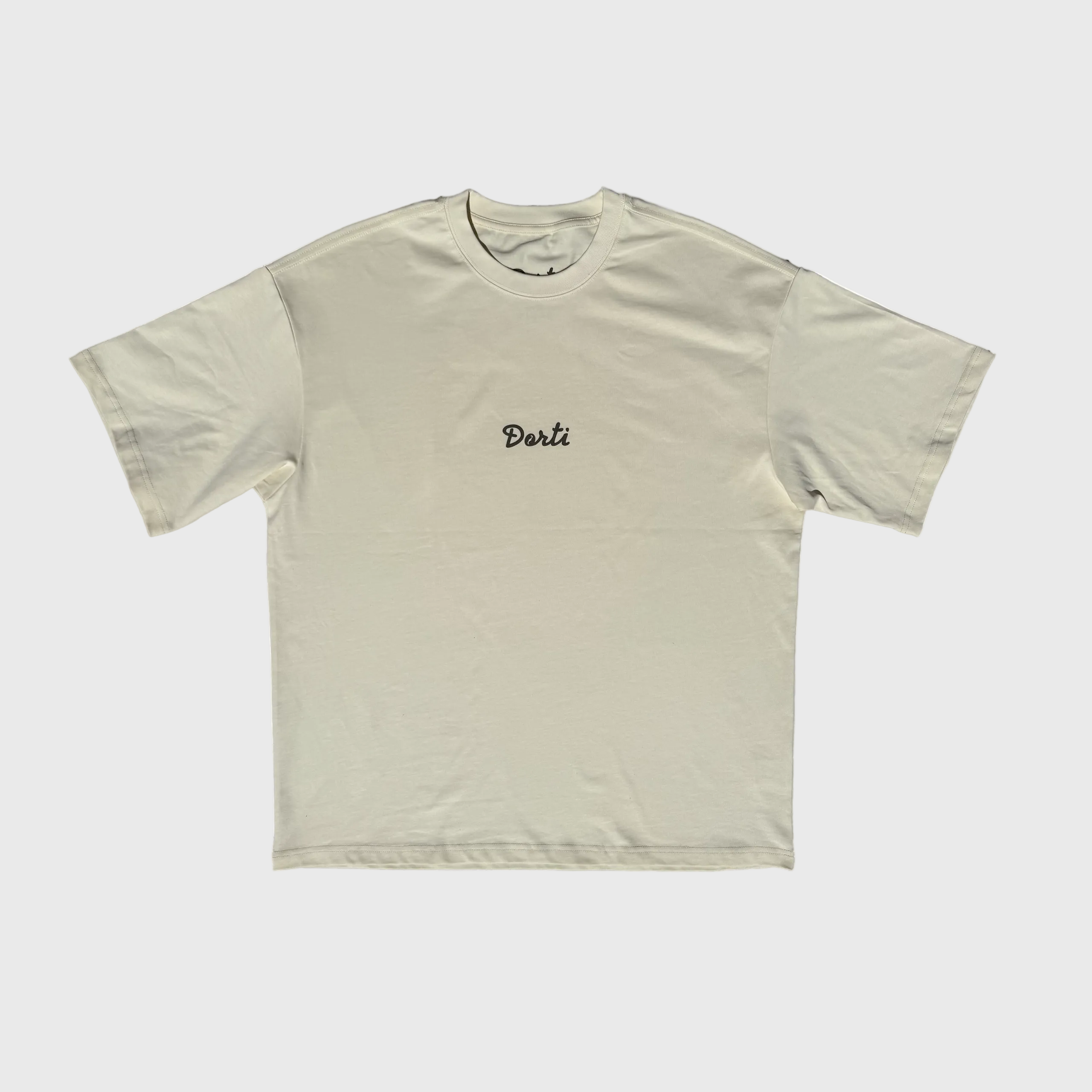 Beige DORTI t-shirt with 'Dorti' logo on a white background