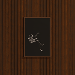 DORTI Framed black and white artwork of Jimi Skull on a wooden wall