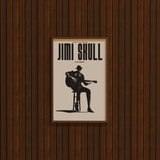 DORTI Poster of a silhouette of Jimi Skull playing guitar with 'Jimi Skull' text on a wood wall background.