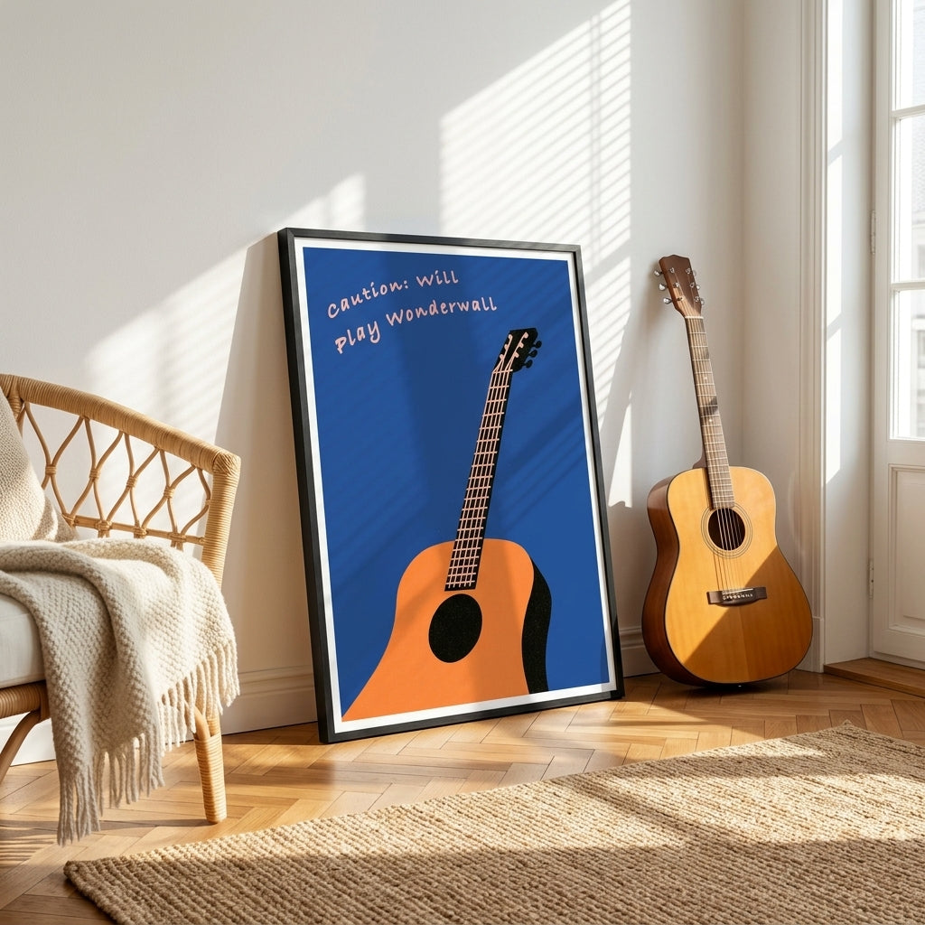 Caution: Will Play Wonderwall Framed Poster
